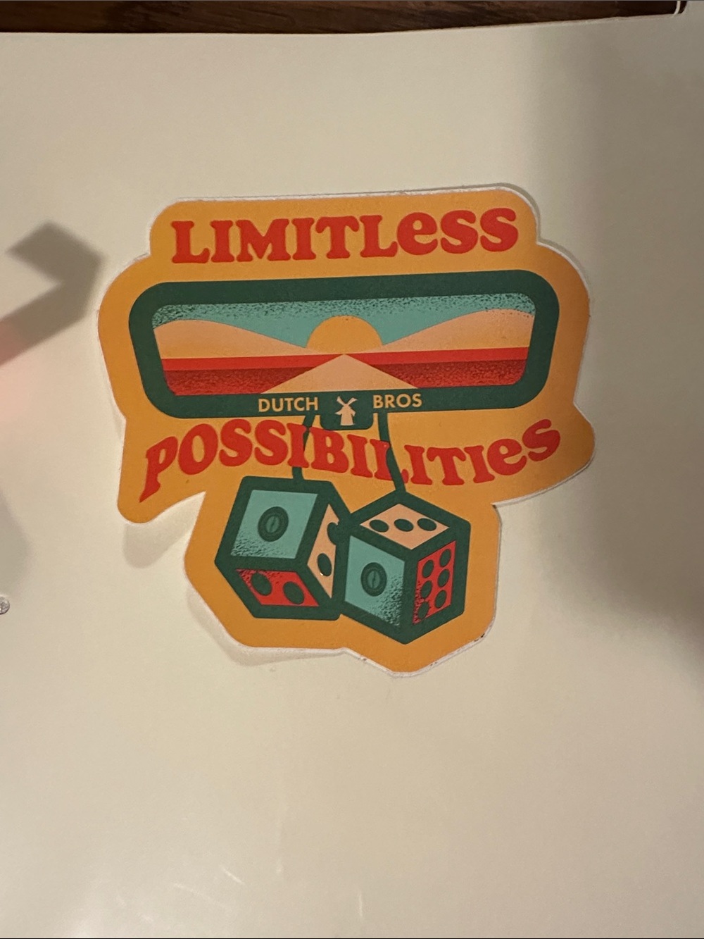 Dutch Bros Retro 'Limitless Possibilities' Sticker - Yellow/Teal/Red